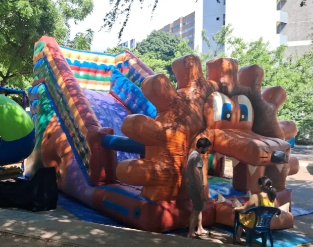 Tobogã Inflável "Leão" Bem conservado