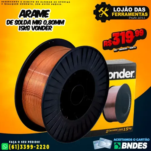 Arame de solda Mig 0,80mm 15kg Vonder