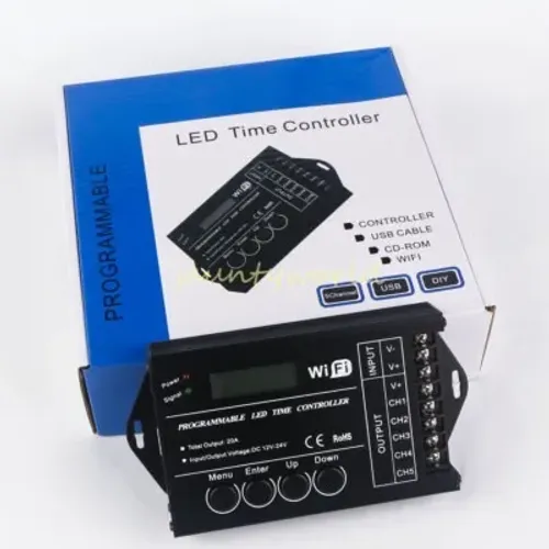 Controlador Luminária Led Tc421 Programável Por Wifi - Leia 12-24v Preta