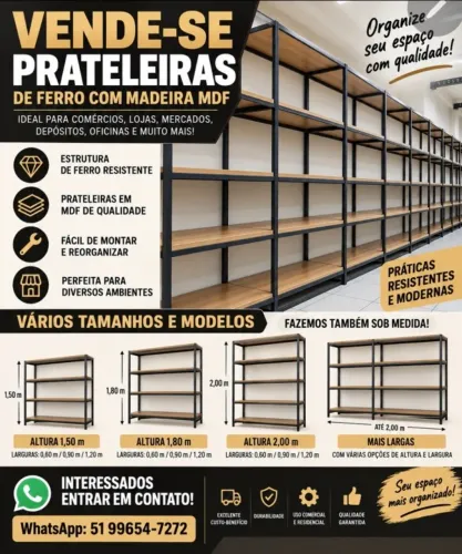 Prateleiras de Ferro com MDF para Loja