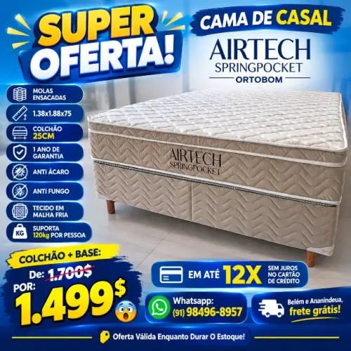CAMA CASAL AIRTECH SPRINGPOCKET ORTOBOM OFERTA
