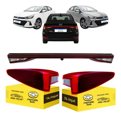 Kit Lanterna Traseira Hb20s 2023 2024 2025 2026 C/led Ambos Lados