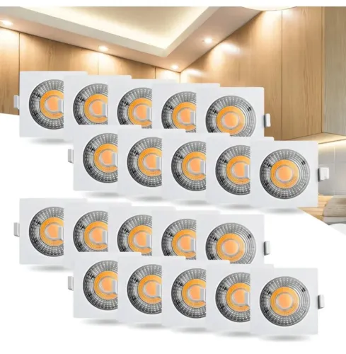 Kit 20 Spot Led 5w Dicróica Direcionável Quadrado Luz Forte