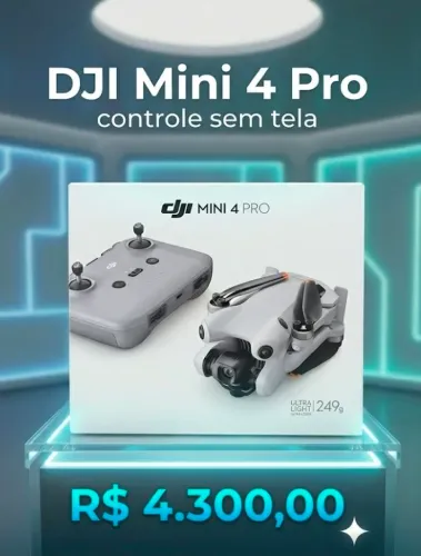 Drone DJi Mini 4 Pro - Novo - Com Nota - Homologação - Uma Bateria + Controle RC-N2