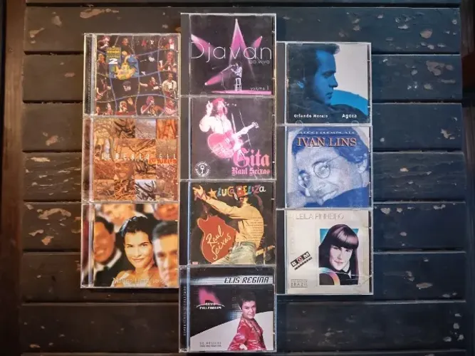 Lote 10 CDs MPB e Rock Nacional Djavan, Raul Seixas, Gilberto Gil e Elis Regina