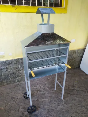 Churrasqueira Carrinho Churrasco Aço Galvanizado Espetinho