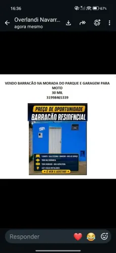 Vendo barracão residencial