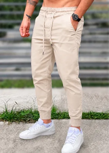 Calça Jogger bege Sarja