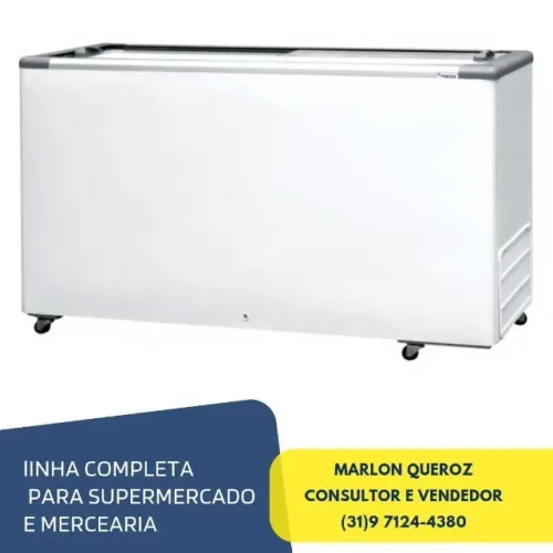 Freezer Horizontal Tampa de Vidro 503L Fricon