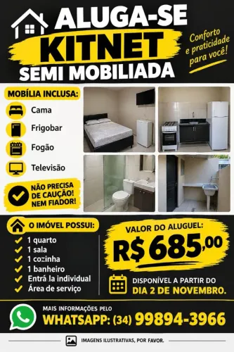 ALUGA-SE KITNET SEMI MOBILIADA