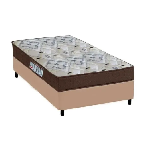 CAMA BOX CORINO BEGE ALTO NÍVEL + COLCHÃO ISO 150 D45 ORTOBOM: