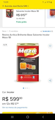 Resina base solvente