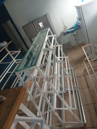 Prateleira central p/comércio com vidro