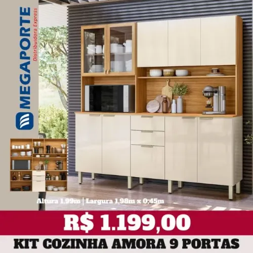 Armário de Cozinha Kit 3 Gavetas 9 Portas (Novo) Entrega Grátis!