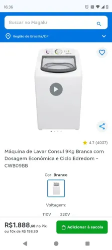 Máquina de lavar 9 kg Consul
