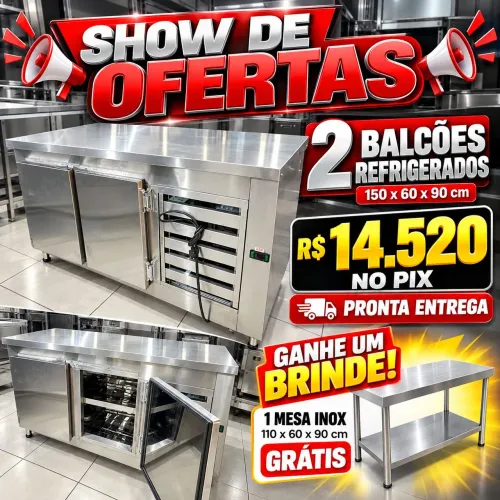 2 Balcão refrigerado + 1 brinde