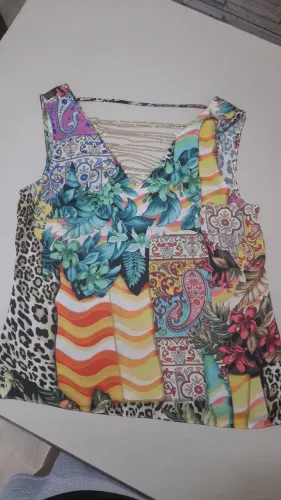 Blusa de seda estampada Jean Darrot Tam 38 seminova