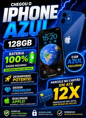 iPhone 12 128GB | Bateria 100% | Impecável!