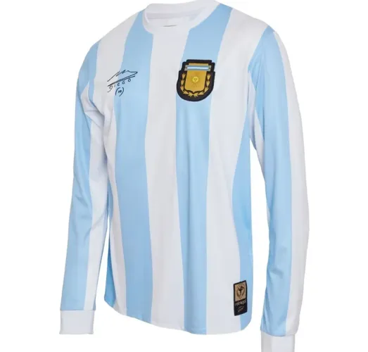 Camisa Argentina 1986 retro Maradona manga longa Masculino oficial 