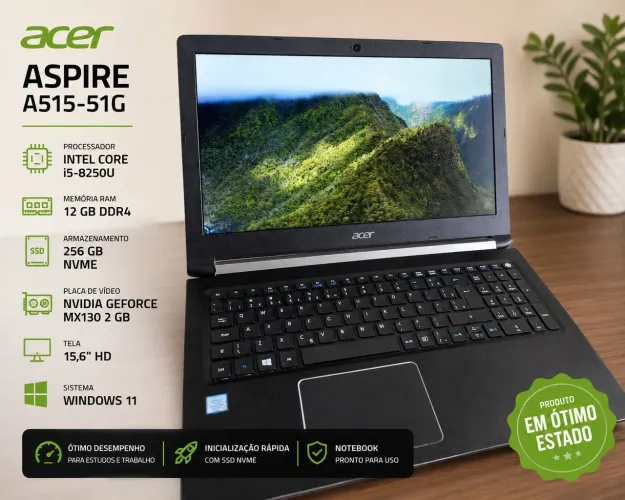 Notebook Acer Aspire 5 - i5 8 geração 12gb RAM NVidia MX130