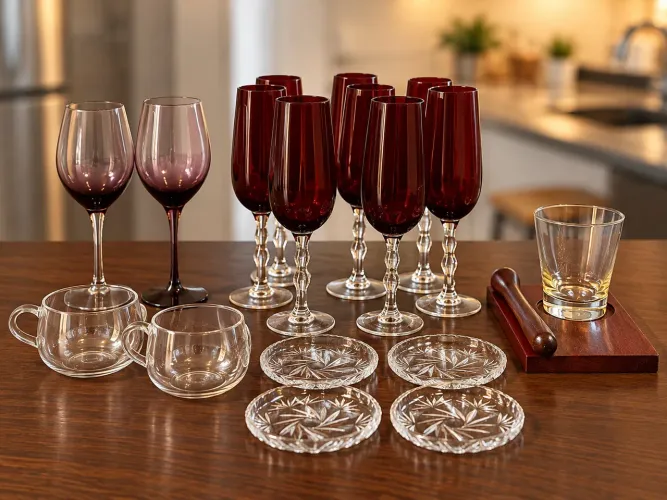 Taças, cristal, itens de cozinha