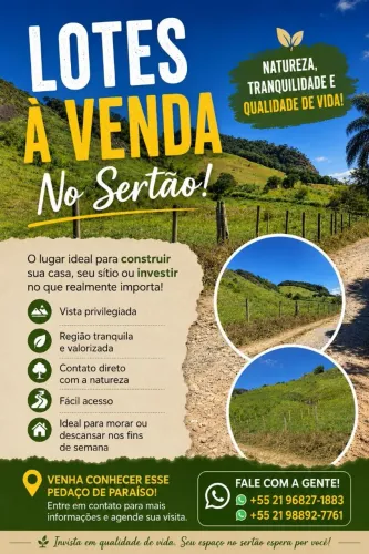 LOTES A VENDA NO SERTAO DO MACHADO RIO CLARO-RJ - EXCELENTE OPORTUNIDADE!