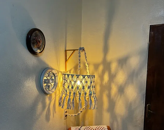 Lustre pendente macrame