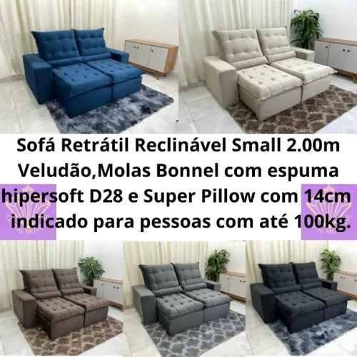Sofá Retrátil Reclinável 2.00m Veludão LD
