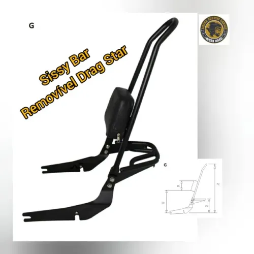 Encosto Sissy Bar Removível Para Yamaha Xvs 650 Drag Star