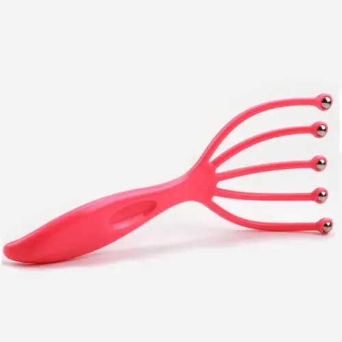 Par De Massageador Manual De Cabeça Cafune Relaxante Esferas Anti Stress Azul ou Rosa