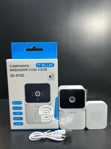 Campainha Inteligente Sem Fio Com Câmera Wi-Fi Voz Registro Visitante<br>