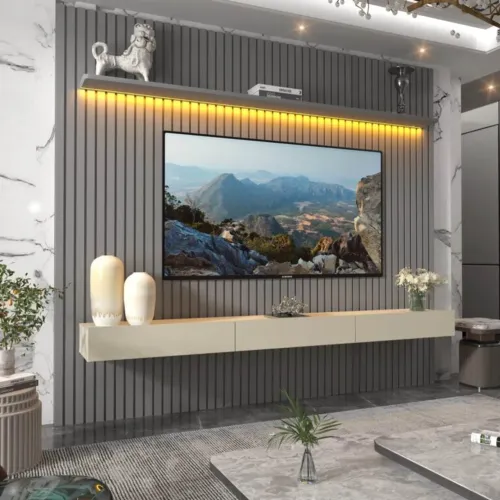 Painel Home Ripado 100%MDF com LED Design Moderno s543