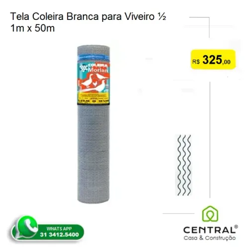 Tela Viveiro 1,0x50 Aço Galvanizado