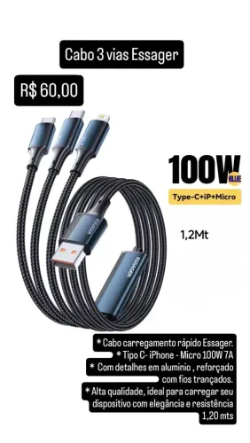 Cabo Essager 3 vias 100w