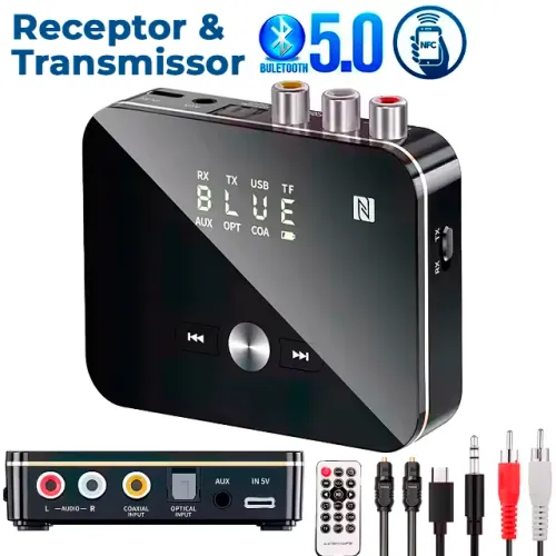 Receptor Transmissor Áudio Bluetooth Óptico SPDIF Coaxial RCA P2 - Fone de Ouvido BT na TV