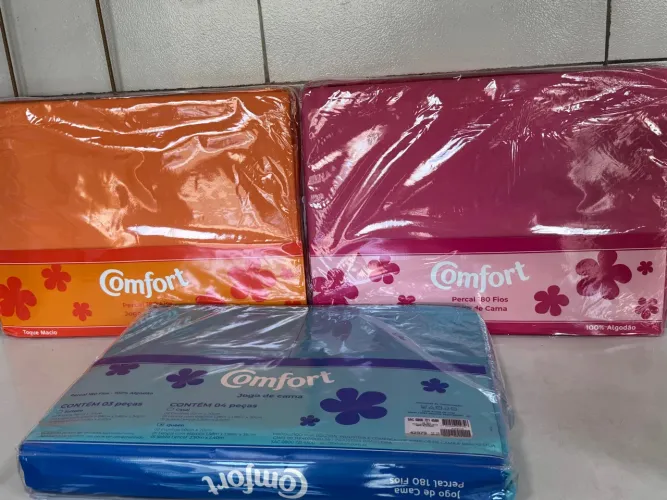 Jogo de Cama Queen 100% Algodão - Várias Cores