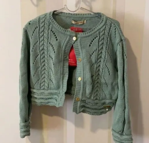 Casaquinho de tricô infantil - verde marca um mais um 