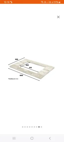 Tampo p/ Balcão Cozinha Gabinete Cooktop 80x53cm Calcare - Henn
