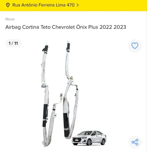 Airbag Cortina Teto Chevrolet Onix Plus 2022/2023