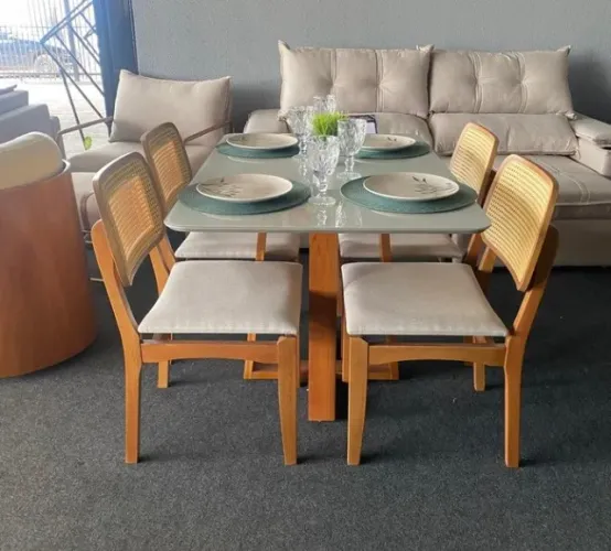 Mesa de Jantar Emily com 4 Cadeiras Diana 120x80 Novo