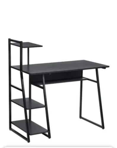 MESA COMPUTADOR EM MADEIRA E METAL PRETA FOSCO NOVA