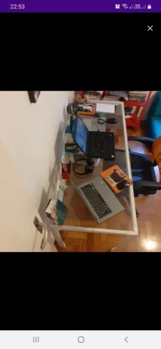 Escrivaninha de ferro com vidro 