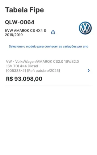 Volkswagen Amarok Cs2.0 16v/s2.0 16V TDI 4X4 Diesel 2019
