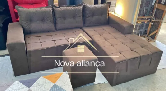 Sofá de Canto com Puff - Conforto e Estilo para sua Sala