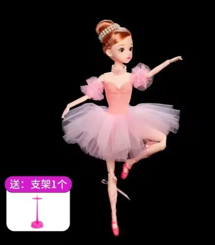 Boneca bailarina articulada com suporte e 2 pares de sapatilhas