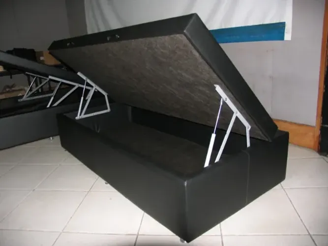 Cama-baú solteiro, lindos acabamentos, fabricação em várias cores e tecidos