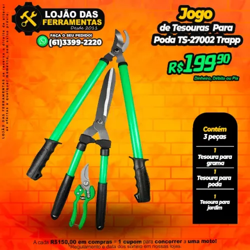 Jogo de Tesouras 3 Peças Para Poda TS-27002 Trapp