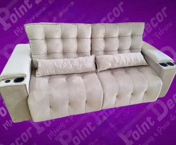 Sofá Retrátil e Reclinável -Com entrada usb+ porta -copos 