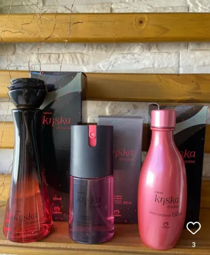 Kit Presente Dia das Mães Kriska Drama Natura - Perfume, Desodorante e Óleo Corporal