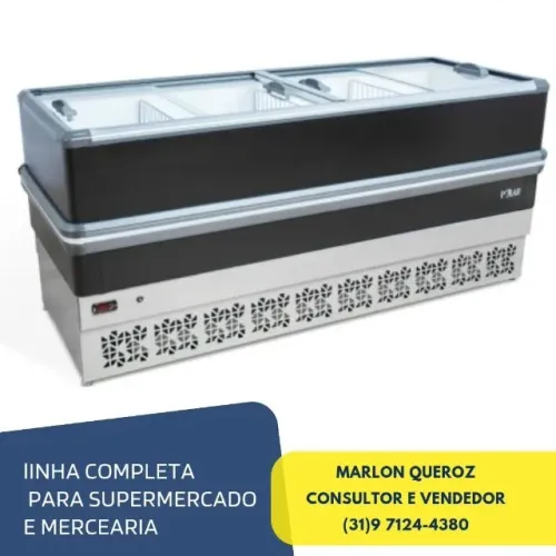 Ilha para Congelados Polar Dupla Ação Vidro Reto 2M LIGHT 220V